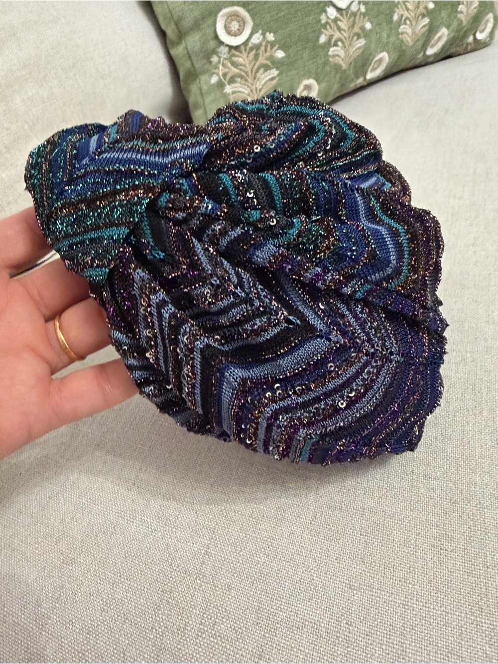 Missoni ribbed lamé viscose turban with sequins